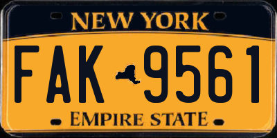 NY license plate FAK9561