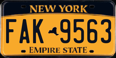 NY license plate FAK9563