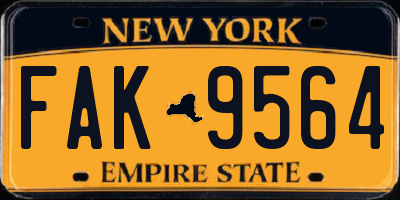 NY license plate FAK9564