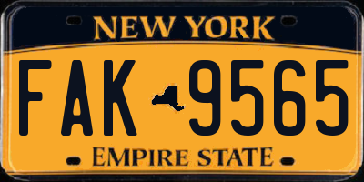 NY license plate FAK9565