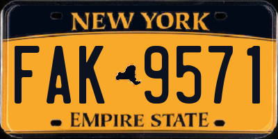 NY license plate FAK9571