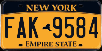 NY license plate FAK9584