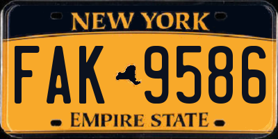 NY license plate FAK9586