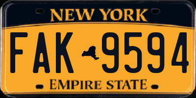 NY license plate FAK9594