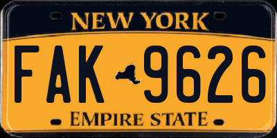 NY license plate FAK9626