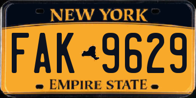 NY license plate FAK9629