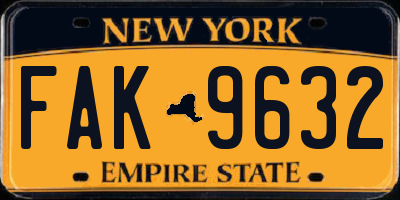 NY license plate FAK9632