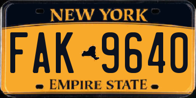 NY license plate FAK9640