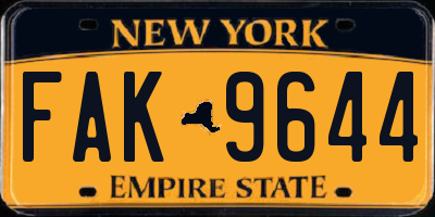NY license plate FAK9644