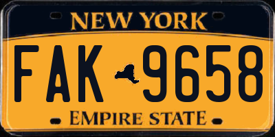 NY license plate FAK9658