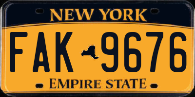 NY license plate FAK9676