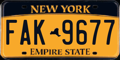 NY license plate FAK9677