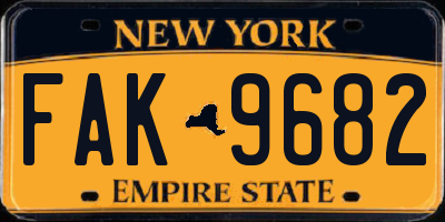 NY license plate FAK9682