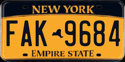 NY license plate FAK9684