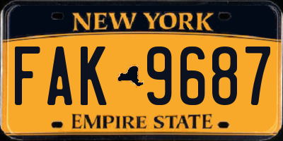 NY license plate FAK9687