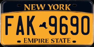 NY license plate FAK9690