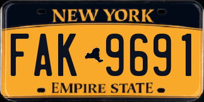NY license plate FAK9691