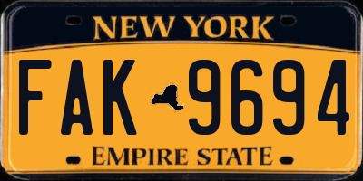 NY license plate FAK9694