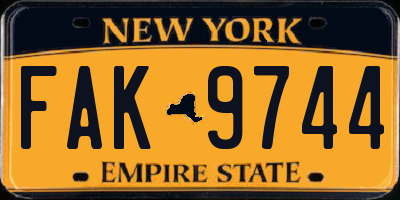 NY license plate FAK9744