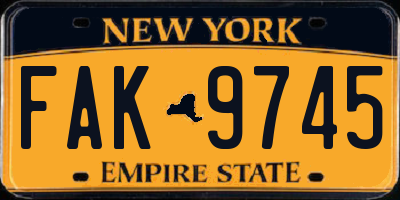 NY license plate FAK9745
