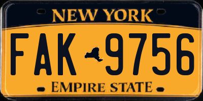 NY license plate FAK9756