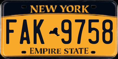 NY license plate FAK9758