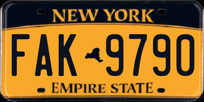 NY license plate FAK9790