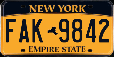 NY license plate FAK9842