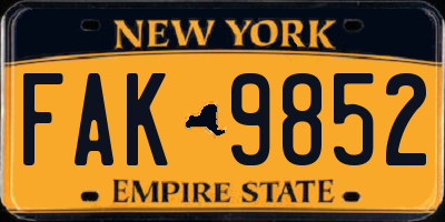 NY license plate FAK9852