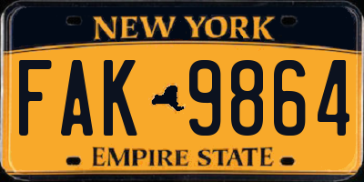 NY license plate FAK9864