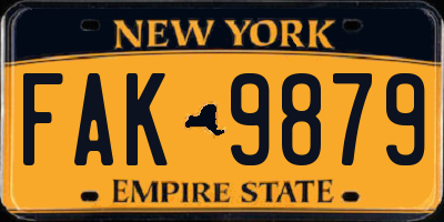 NY license plate FAK9879