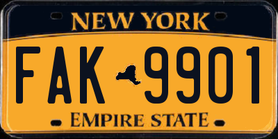 NY license plate FAK9901