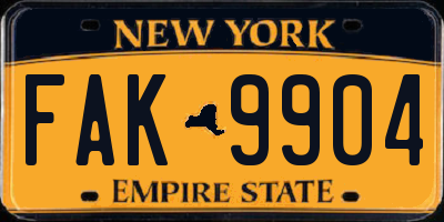 NY license plate FAK9904