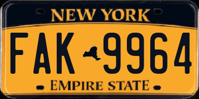 NY license plate FAK9964