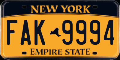 NY license plate FAK9994