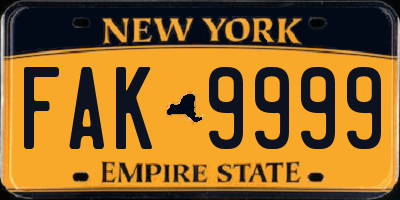 NY license plate FAK9999