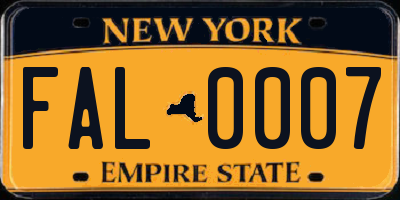 NY license plate FAL0007