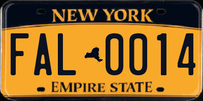 NY license plate FAL0014