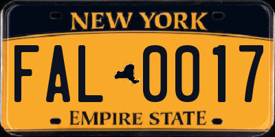 NY license plate FAL0017