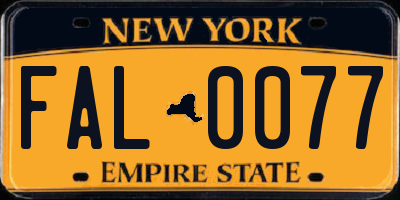 NY license plate FAL0077