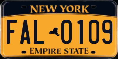 NY license plate FAL0109