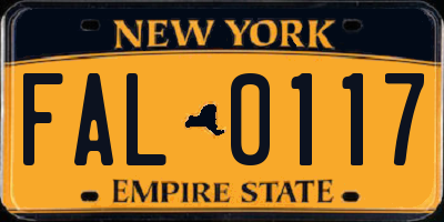 NY license plate FAL0117