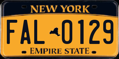 NY license plate FAL0129