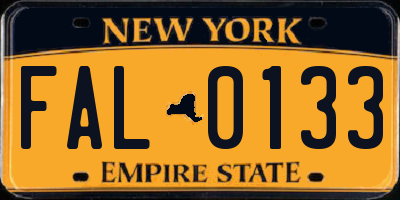 NY license plate FAL0133