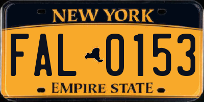 NY license plate FAL0153