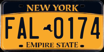 NY license plate FAL0174