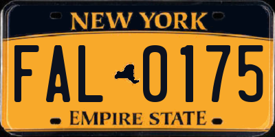 NY license plate FAL0175