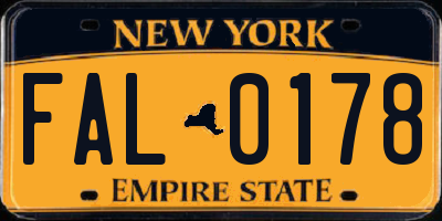 NY license plate FAL0178