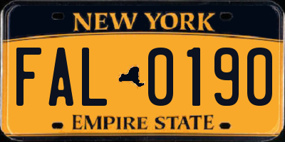 NY license plate FAL0190