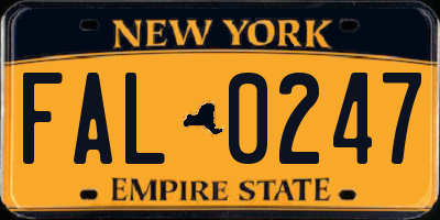 NY license plate FAL0247